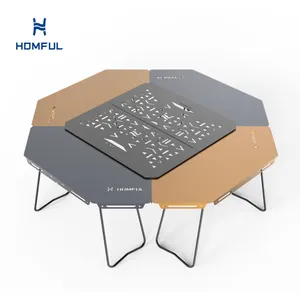 HOMFUL日韩热卖便携式不锈钢折叠桌烧烤桌豪华家具拼接野营桌