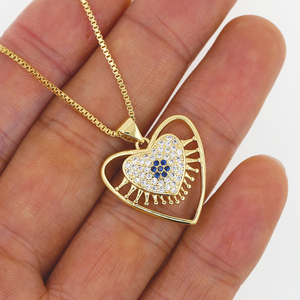 Pendentif Sentinel Evil Eyes en or avec chaîne en forme de boîte, pierre verte et cristal baguette pour femme, collier cadeau - Product Image 4