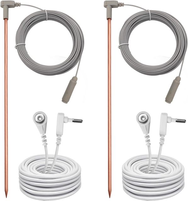 Grounding Rod with 40ft Copper Wire Polyester/Cotton Fitted Sheet 100TC Thread Count for Mat & Pillowcase Pad