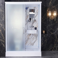 Pomme de douche en verre trempé, cabine de douche simple avec lavabo de toilette