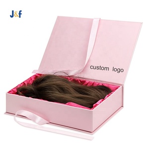 Low price braided lace wigs human hair bundle grey board cardboard box weave packaging custom wig boxes with logo