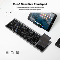 Delux KF18 Folding Wireless Keyboard 2.4G Rechargeable 2-in-1 Touchpad Leather Cover Portable Multi-Device Compatible