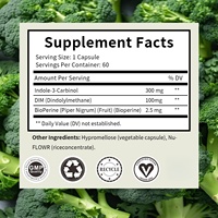Complément alimentaire en capsules végétales OEM à marque privée, complexe de légumes cruciaux DIM 100mg I3C 300mg avec BioPerine