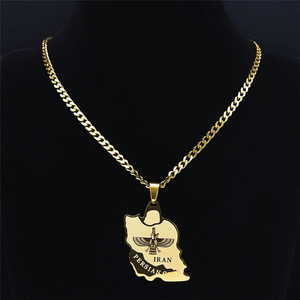 Collar de Moda con Mapa de Irán, Farvahar, Dios Persa <span class=keywords><strong>Iran</strong></span>í, Águila Pahlavi, Farohar, Collares para Hombre, Colgante de Acero Inoxidable, Joyería de Moda - Product Image 6