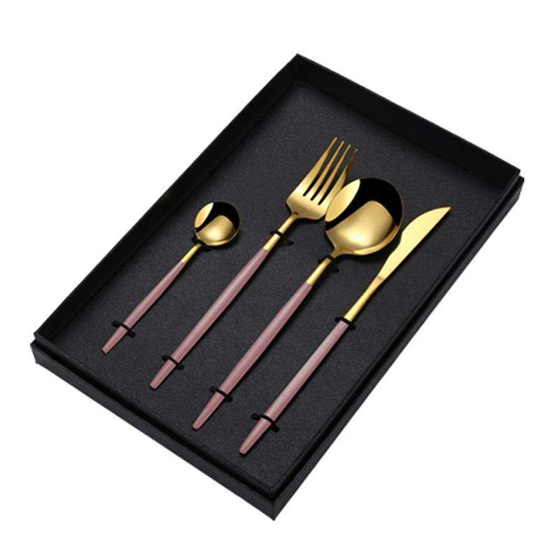 4ชิ้นสีชมพู + ทองพร้อมกล่อง