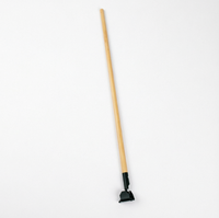 Manche de balai à poussière en bois avec pince en métal noir - Compatible universel pour balais plats et tampons de sol, durable et facile à remplacer