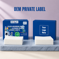 Feuilles de lavage absorbantes Zourunan parfum lavande 200+640 pièces OEM Marque privée Boîte Logo personnalisé Vente en gros