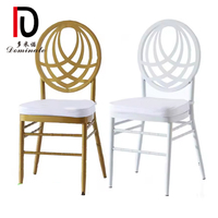 Chaise Chiavari en Métal Or Blanc de Fabrication Chinoise avec Coussin pour Mariages et Banquets – Fournitures d'Usine