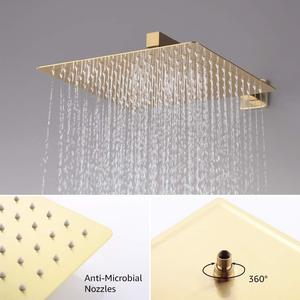 Set Sistema Doccia Oro Spazzolato con <span class=keywords><strong>Soffione</strong></span> a Pioggia e Doccetta, Montaggio a Parete, Valvola e Accessori per Vasca ad Alta Pressione - Product Image 5