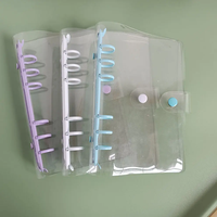 Protège-classeur A6/A5 en PVC souple transparent à 6 anneaux, rechargeable, avec couverture en cuir PP pour l'école, les réunions et le bureau