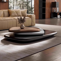 Italienische minimalist ische moderne ovale rotierende Holz möbel Wohnzimmer Couch tisch für Home Villa Apartment Hotel Restaurant