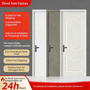 Puerta de Madera Moldeada HDF Impermeable Moderna y Comercial Personalizada de 6 Paneles con Núcleo Hueco para Baño, en Oferta - Product Image 2