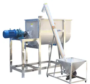 Mikser umpan Horizontal besar 300/500/1000/2000kg biji premix pakan grain mixer makanan hewan pita spiral mixer terbaik 2 ton 1 ton