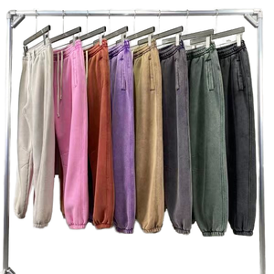 JT0966 de lujo para hombre de pierna recta French Terry pantalones de chándal de diseñador personalizado lavado con ácido de gran tamaño de peso pesado 400G cintura con logotipo personalizado - Product Image 3