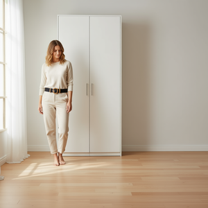 Cintura da donna alla moda con fibbia in legno da 5 cm e cinturino in pelle nera PP - Product Image 2