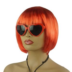 <span class=keywords><strong>Perruque</strong></span> courte droite d'<span class=keywords><strong>halloween</strong></span> avec lunettes de soleil, perruques synthétiques amusantes bon marché, accessoires de fête colorés pour BOB toupet - Product Image 5