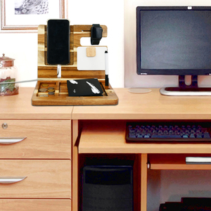 Youlike <b>Phone</b> <b>Holder</b> Docking Station Acacia Wood Office Accessories Organizer <b>Desk</b> for Home Office - Product Image 4
