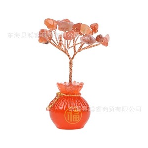 Mini arbre en cristal de quartz rose, base en résine de 6 cm, décoration Feng Shui pour la maison, cadeau de bureau - Product Image 2