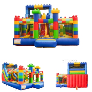 Building Block Themed Commercial Inflatable Bounce House With <b>Slide</b> Kids Jumper For Birthday Party Backyard Event Rental - Product Image 5