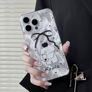 Funda de teléfono con patrón de gatito de silicona transparente plateada de la suerte de dibujos animados INS para <span class=keywords><strong>iPhone</strong></span> 15 <span class=keywords><strong>Pro</strong></span> <span class=keywords><strong>Max</strong></span> 14 13 <span class=keywords><strong>11</strong></span> 12 para Iphone15 - Product Image 1