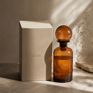 Aikun Large Capacity Amber Round Glass <b>Reed</b> <b>Diffuser</b> with Spherical Stopper Base Gift Box Continuous Aroma for Hotel Suites - Product Image 1