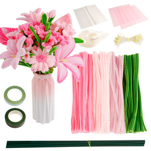 Kit de Manualidades con Tallos de Chenilla en Colores Pastel, Cinta para Hacer Flores y Cuentas de Perlas para Decoración Floral Educativa DIY - Product Image 6