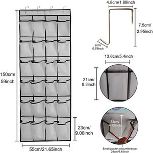 24 <b>Large</b> Pockets Over the Door Shoe Organizer Hanging Shoe Organizer for Door <b>Large</b> Capacity Shoe <b>Storage</b> Bag with 4 Metal Hooks - Product Image 4