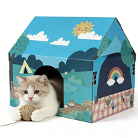Tente de maison pour chat de pique-nique en forêt - Adorable grotte pour chat d'intérieur avec un design de dessin animé, cachette pour animaux de compagnie