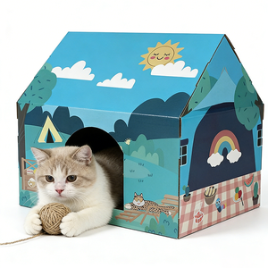 Casa de Campaña para Gatos con Diseño de <span class=keywords><strong>Bosque</strong></span> - Adorable Cueva Interior para Gatos con Diseño de Dibujos Animados, Escondite para Mascotas - Product Image 1
