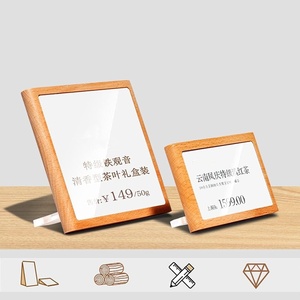 100x100mm Acrylic giữ nhãn gỗ cơ sở Thông tin sản phẩm hiển thị áp phích quảng cáo giá giữ thẻ - Product Image 4