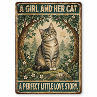 Décoration murale personnalisée pour chat, style Art Déco, affiche métallique suspendue, thème animal, 12x8 pouces, plaques en étain