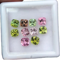 Rubis de laboratoire de haute qualité, taille Asscher, pour la création de bijoux haut de gamme, avec jeu de couleurs multicolores (rose, vert, jaune)