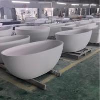 Baignoire Moderne Design en Travertin Baignoire Tostone Autoportante en Résine de Pierre Baignoire à Surface Solide pour Villa Salle de Bain