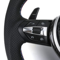 Volant de voiture en cuir perforé noir avec surpiqûres personnalisées couleur carbone M Sport pour BMW F10 F30 F20 E92 E60 X5 E70 M3 M4