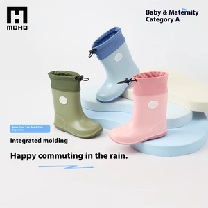 2025รองเท้าบูทกันฝนสำหรับเด็ก, รองเท้ากันน้ำตาข่ายบุกันน้ำกันลื่นพื้นรองเท้าพีวีซีและยางแบบใช้แล้วทิ้งสำหรับเด็กผู้ชายเด็กผู้หญิงฤดูใบไม้ร่วง - Product Image 3