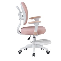 Chaise d'étude ergonomique pour enfants, dossier double en forme de cœur, hauteur réglable, chaise pivotante pour enfants avec accoudoirs rabattables