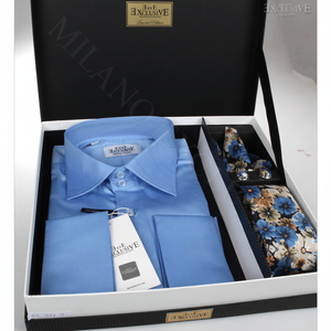 Camisa de Vestir de Manga Larga para Hombre Cuflin Francesa, Talla Grande, Teñida con Hilo, Color Sólido, 100% Algodón, Temporada de Primavera, en Caja - Product Image 2