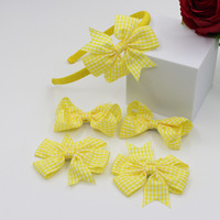Accessoires de mode pour filles : Ensemble de 5 bandeaux à nœuds écossais style britannique et pinces à cheveux florales style princesse