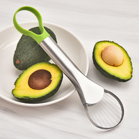 3-in-1 Handmatige RVS Avocado Snijder, Cutter, Pulp- en Pitverwijderaar, Dubbelzijdig Avocado Mes, Groentegereedschap, Vaatwasserbestendig