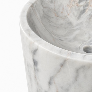 Poulars Wholesale Luxury Modern <b>Freestanding</b> Natural Stone Man Made Pedestal Hand Washing Sink Statuario White Marble Washroom - Product Image 3