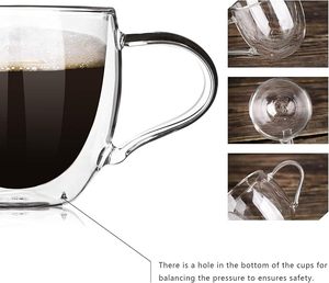 Tazza da Caffè Moderna in Vetro a Doppia Parete Isolante con Manico, 10oz, Trasparente, Portatile per Bevande Calde e Fredde, <span class=keywords><strong>Latte</strong></span> - Product Image 2