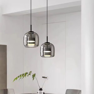Lustre à <span class=keywords><strong>suspension</strong></span> Led moderne en verre <span class=keywords><strong>gris</strong></span> avancé Cuisine Salle à manger Décoration intérieure Lampe Design simple Pendentif Salon Chevet - Product Image 1