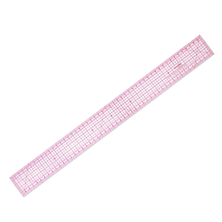 Regla de clasificación de plástico Flexible Kearing, regla métrica de 50cm, regla de costura impresa en sándwich transparente ligera #8007