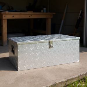 Caja de Almacenamiento de Aluminio Plateado de 39.4x21.7x14.6 Pulgadas, Caja de Herramientas con Cierre de Pestillo Impermeable, Almacenamiento para Garaje - Product Image 2