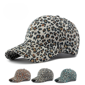 Casquette <span class=keywords><strong>de</strong></span> baseball tendance <span class=keywords><strong>pour</strong></span> femme, printemps-été, personnalisée, style camo, avec empiècements en tissu imprimé léopard, visière plate - Product Image 1
