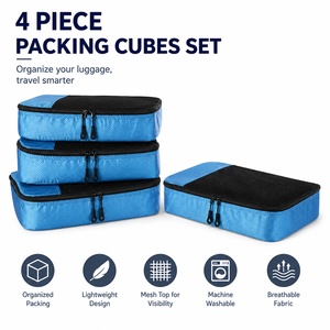Juego de 4 Cubos de Embalaje para Viaje, Organizadores de Equipaje, <span class=keywords><strong>Bolsas</strong></span> de Almacenamiento Ligeras de Malla para Maletas - Product Image 1