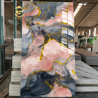 Panneau mural 3D en PVC décoratif, haute brillance, imperméable, ignifuge, avec feuille de marbre UV pour salle de bain, design moderne, usage domestique