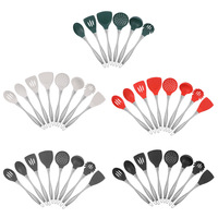 Ensemble d'Ustensiles de Cuisine en Silicone de Qualité Professionnelle, Écologique, avec Manche en Acier Inoxydable, Essentiel pour la Cuisine