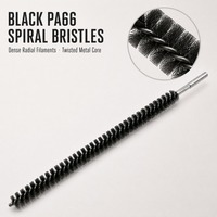 Brosse spirale en nylon noir PA66 avec manche en métal de 10 mm, diamètre extérieur 60 mm, longueur 300 mm, brosse industrielle personnalisée