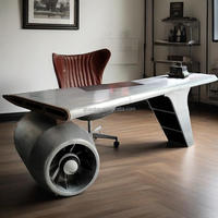 Bureau aviateur de bureau avec moteur d'avion riveté rétro industriel américain pour le salon et la salle d'étude